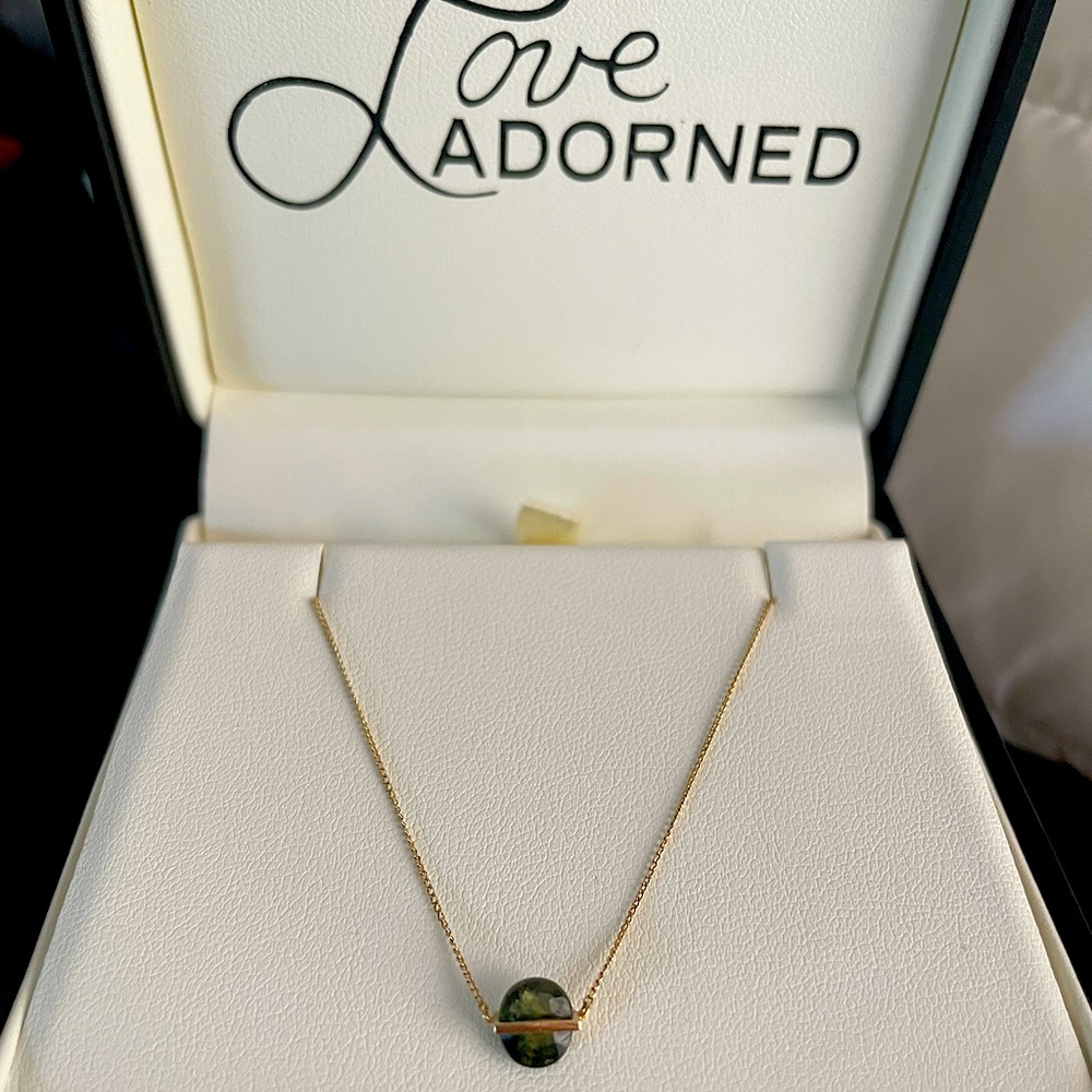 Love Adorned NYC Necklace With Gold Chain and Oval Sapphire by Manuka